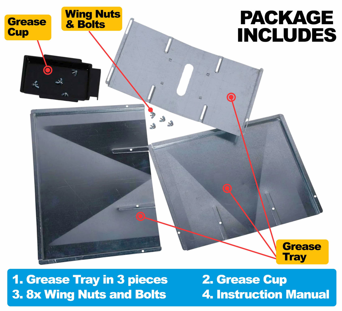 Replacement Grease Tray with Adjustable Length for Grills from Biltema, Lucifer, Napolean, Landmann and more, (69 cm to 76 cm) x 39.4 cm