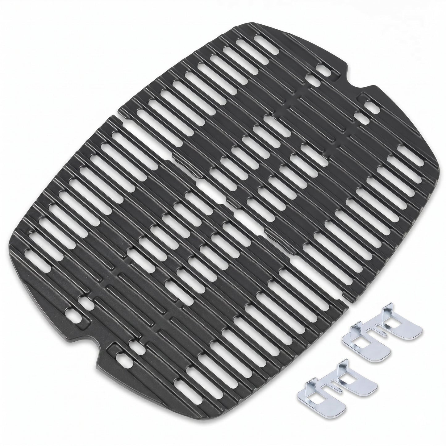 Cast iron grill grates set replacing Weber 7644 for Q100, Q120, Q1000, and Q1200 series gas grills 2-piece set.