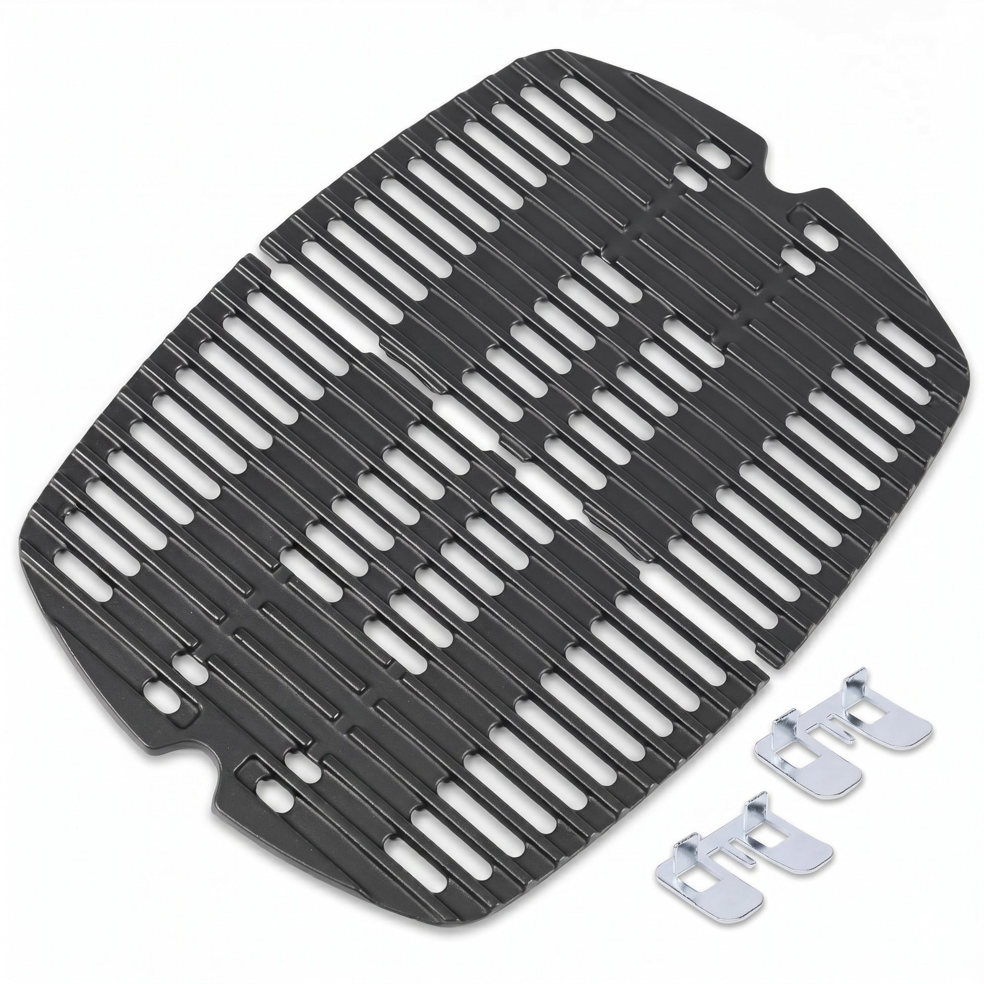 Cast iron grill grates set replacing Weber 7644 for Q100, Q120, Q1000, and Q1200 series gas grills 2-piece set.