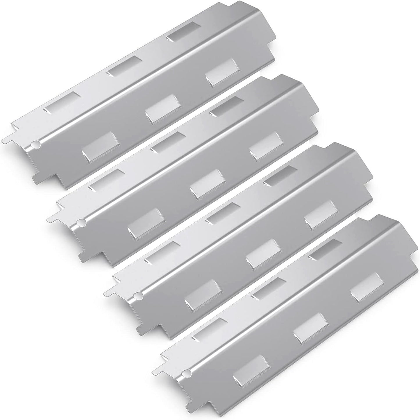 4-pack stainless steel heat plates measuring 37.15x10.8 cm replacing G430-0005-W1/98531 for Master Forge & Kenmore gas grills.