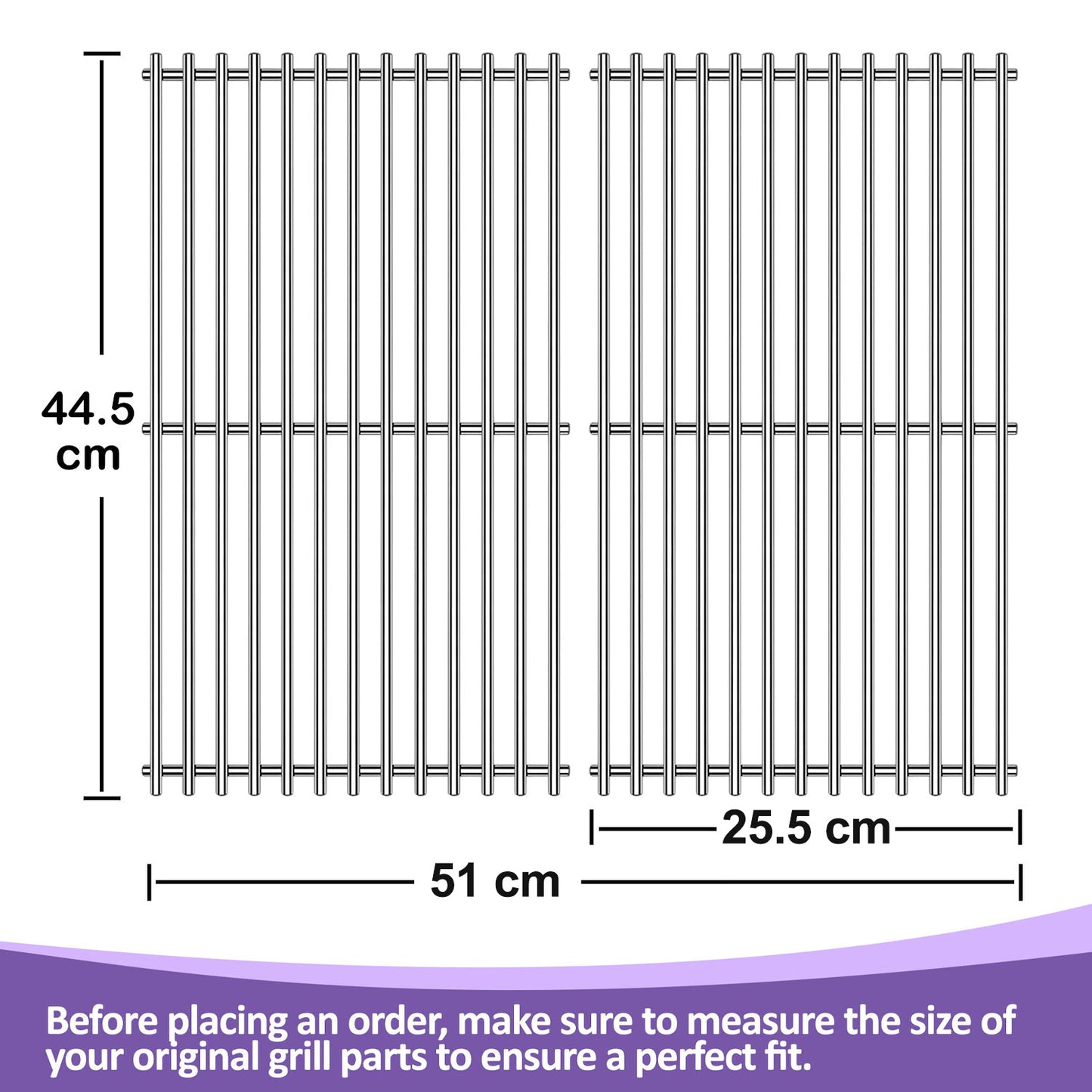 Grill Grates for Napoleon Freestyle 365, Legend 365 & Rogue 365 – 2 Equal Size Grates – SS 304 Stainless Steel, 2-Pack