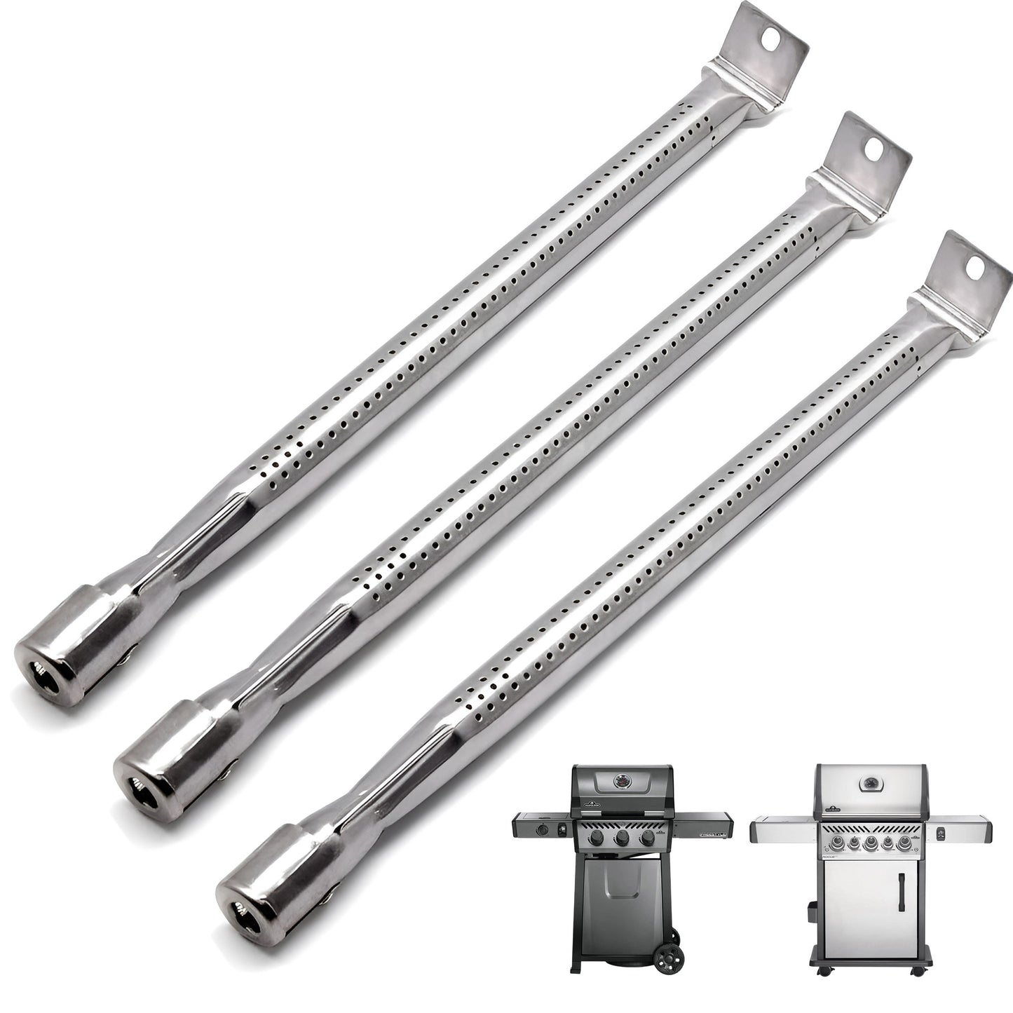 3-pack stainless steel burners replacing Napoleon N100-0044 for Freestyle 365, Legend 365 & Rogue 425 gas grills.