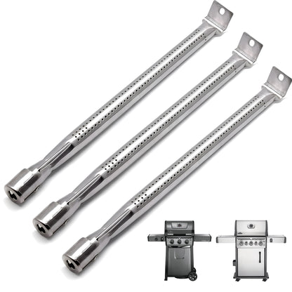 3-pack stainless steel burners replacing Napoleon N100-0044 for Freestyle 365, Legend 365 & Rogue 425 gas grills.