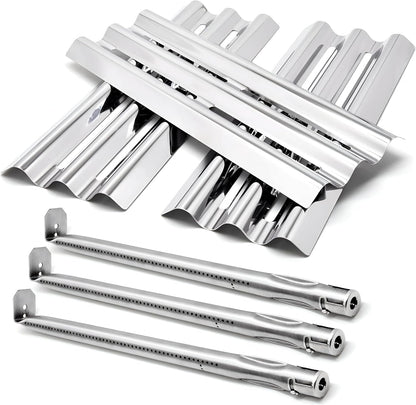 3-pack stainless steel sear plates & 3-pack burner tubes set for Napoleon LEX, Mirage & Legend 485 605 730 series gas grills.