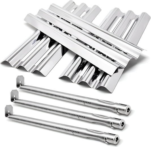 3-pack stainless steel sear plates & 3-pack burner tubes set for Napoleon LEX, Mirage & Legend 485 605 730 series gas grills.
