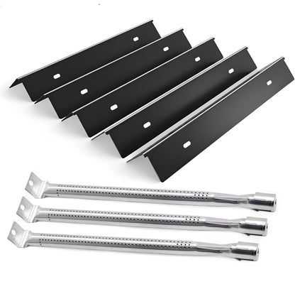 5-pack porcelain sear plates & 3-pack stainless burners replacing N305-0082 & N100-0044 for Napoleon Rogue 425 gas grills.