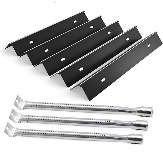 5-pack porcelain sear plates & 3-pack stainless burners replacing N305-0082 & N100-0044 for Napoleon Rogue 425 gas grills.