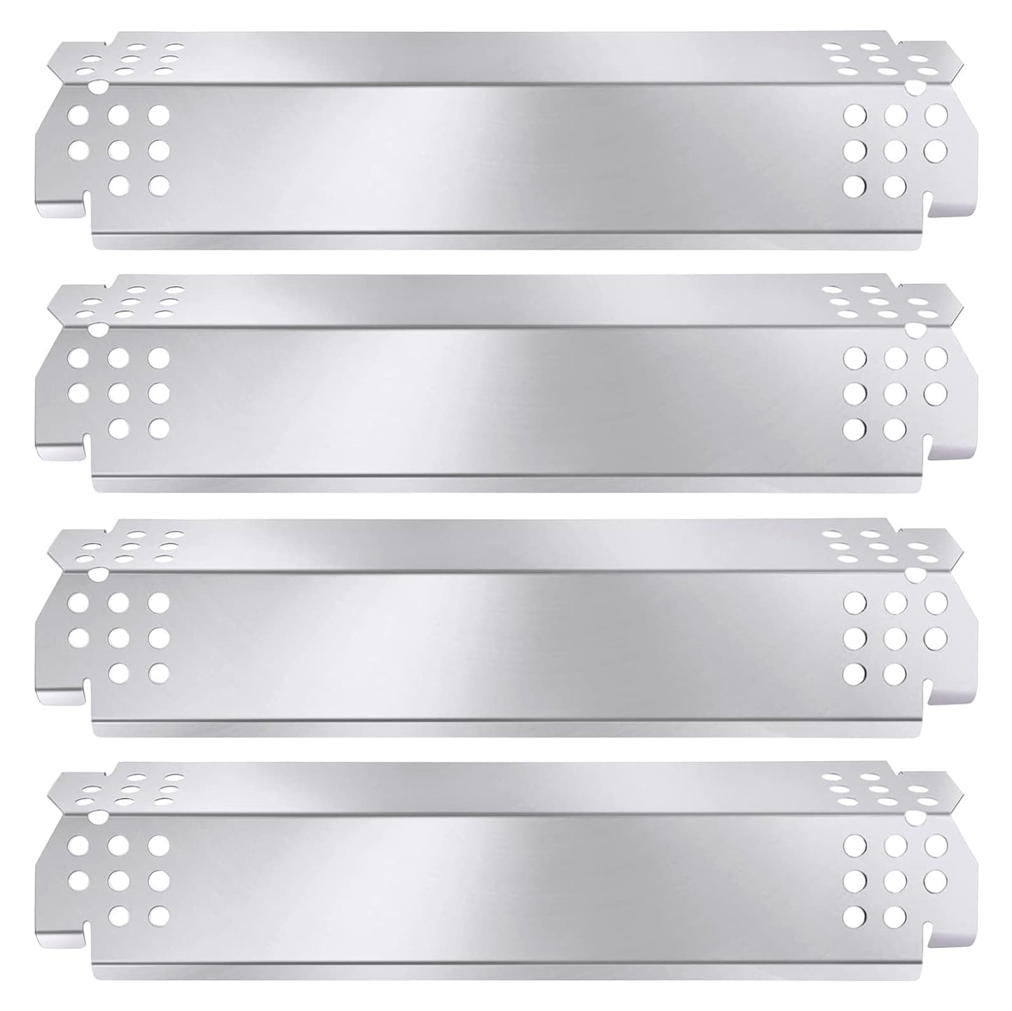 4-pack stainless steel heat tents measuring 37x10.6 cm for Nexgrill, BBQ Pro, & Members Mark gas grills.