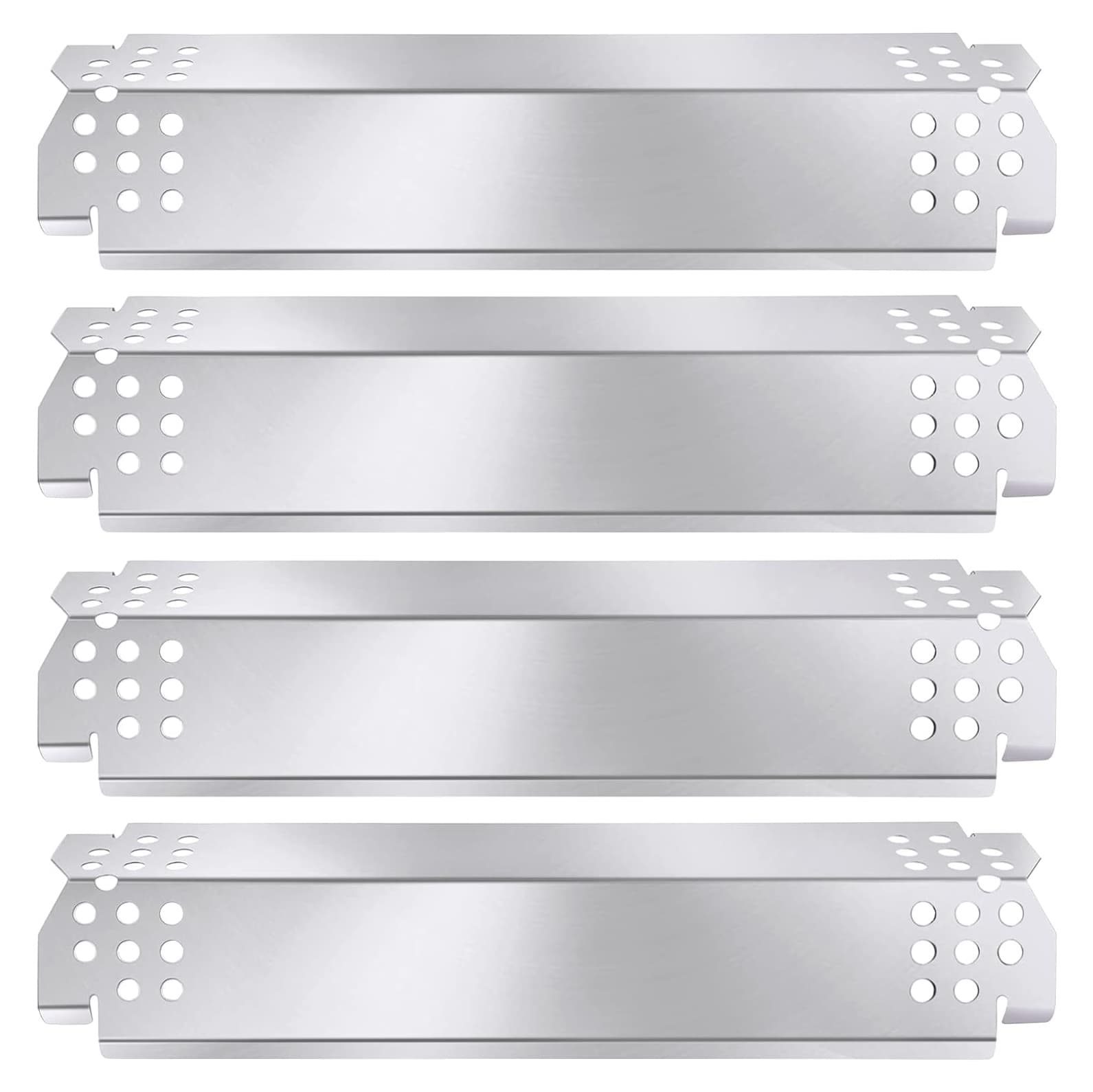 4-pack stainless steel heat tents measuring 37x10.6 cm for Nexgrill, BBQ Pro, & Members Mark gas grills.