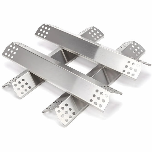 4-pack stainless steel heat shield tents measuring 37x8.6 cm for Nexgrill, Dyna-Glo, & KitchenAid gas grills.