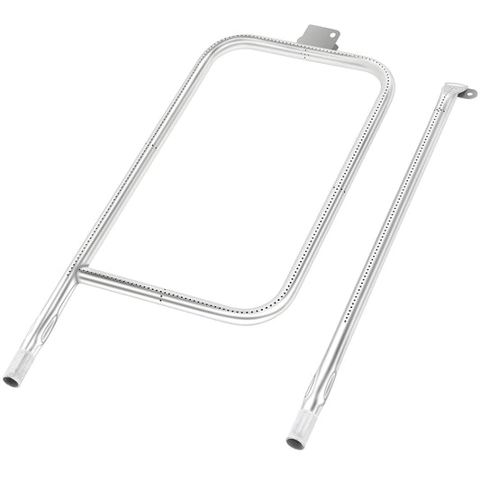 Stainless steel burner set replacing Weber 65032 for Q300, Q320, Q3000, and Q3200 grills.