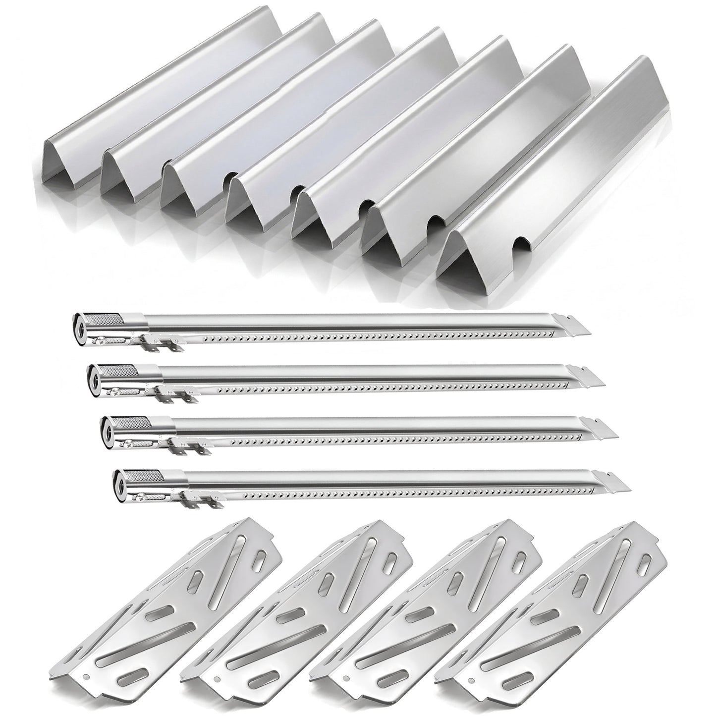 Stainless steel flavorizer bars, burners & heat deflectors kit for Weber Genesis II 400 series grills. replaces 66033, 66041, 67489