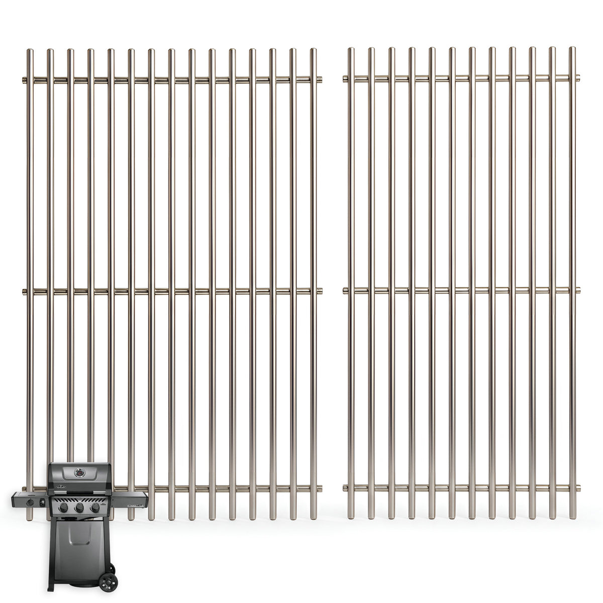 stainless steel cooking grates 2-pack for Napoleon Freestyle 365, Legend 365 & Rogue 365 series gas grills.