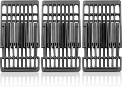 Universal adjustable cast iron grill grates extending from 14 to 20 inches for Landmann, Outback & Cosmo BBQ grills.
