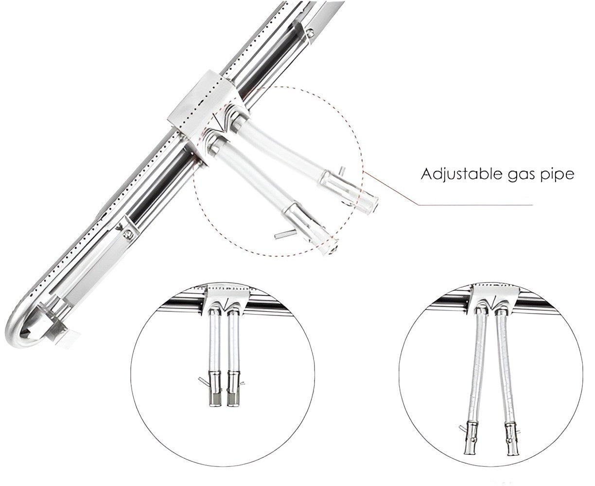 Adjustable Universal Replacement BBQ Grill Oblong Tube Burner Extends from 38 cm to 56 cm