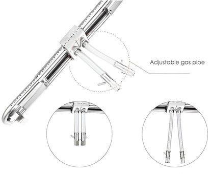 Adjustable Universal Replacement BBQ Grill Oblong Tube Burner Extends from 38 cm to 56 cm