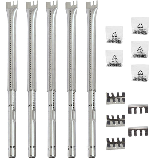 Set of 5 Adjustable Length BBQ Gas Grill Parts Replacement Stainless Steel Tube Burners (1/2 inch diameter) for Gas Grill Models from Charbroil, Nexgrill and most other manufacturers