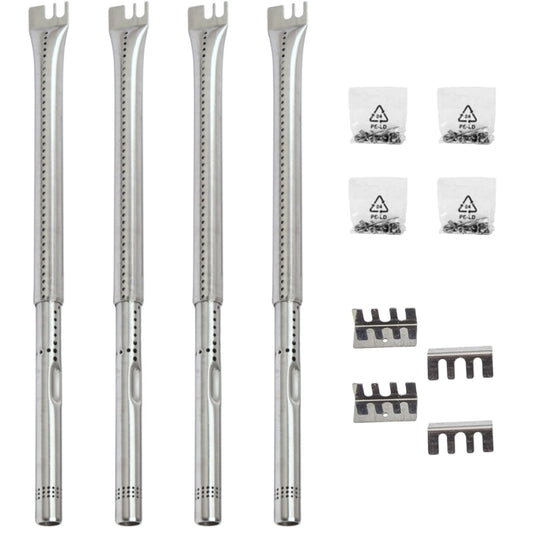 Set of 4 Adjustable Length BBQ Gas Grill Parts Replacement Stainless Steel Tube Burners (1/2 inch diameter) for Gas Grill Models from Charbroil, Nexgrill and most other manufacturers