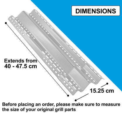 3-Pack Adjustable Length (40 - 47 cm) Sear Plates for NAPOLEON LEX, Mirage, Lifestyle & Many Other Grills, Universal Grill Parts