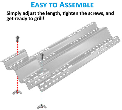 3-Pack Adjustable Length (40 - 47 cm) Sear Plates for NAPOLEON LEX, Mirage, Lifestyle & Many Other Grills, Universal Grill Parts