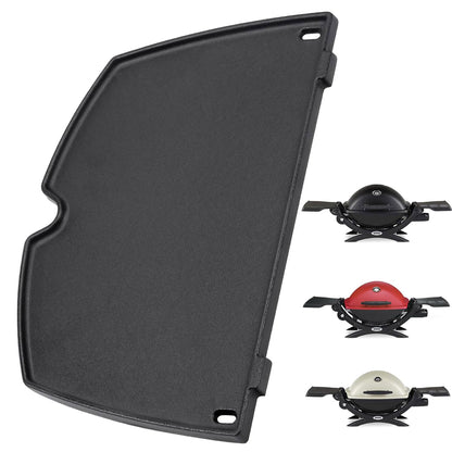 Cast iron griddle plate replacing Weber 6559 for Q200, Q220, Q240, Q2000, Q2200, Q2400 gas grills.