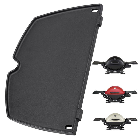 Cast iron griddle plate replacing Weber 6559 for Q200, Q220, Q240, Q2000, Q2200, Q2400 gas grills.