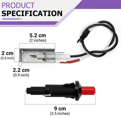 Grill Igniter Replacement Kit for Weber 7510 – Fits Genesis Silver, Gold, Platinum & Spirit 200/300 Series Gas Grills with Side Controls
