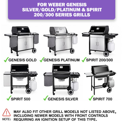 Grill Igniter Replacement Kit for Weber 7510 – Fits Genesis Silver, Gold, Platinum & Spirit 200/300 Series Gas Grills with Side Controls