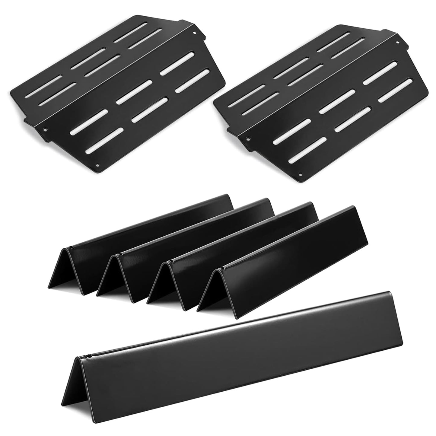 5-pack porcelain-enameled flavorizer bars & 2-pack heat deflectors set replacing Weber 7620 & 7622 for Genesis 300 (310, 320, 330) grills.
