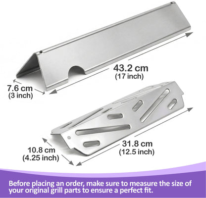 Grill Parts for Weber Genesis II 200 / LX 200 Series - Genesis II E-210/ E-240 | 66794 Flavorizer Bars & 66039 Heat Deflector, Stainless Steel