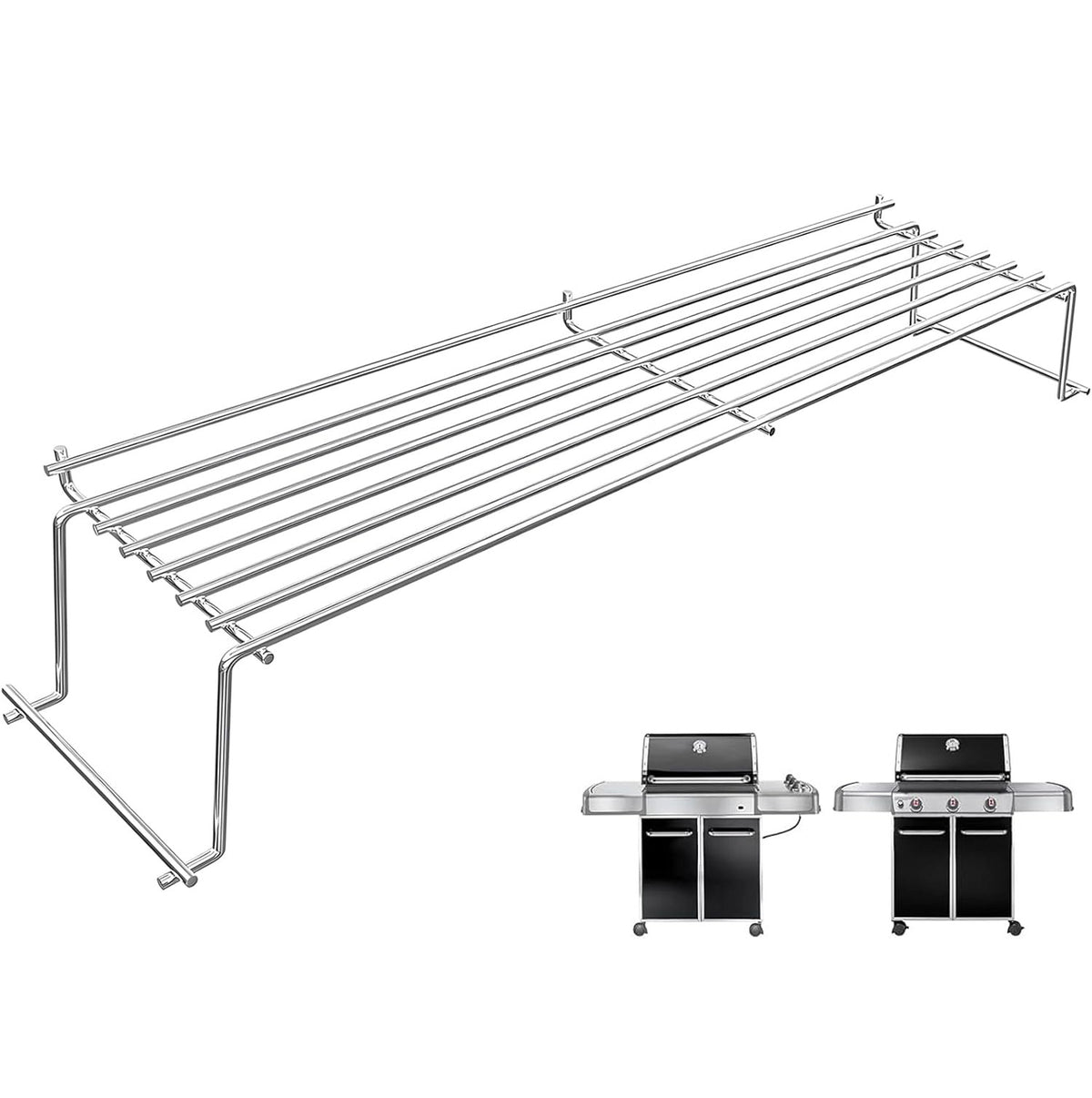 Stainless steel warming rack replacing Weber 65054 for Genesis 300 series gas grills
