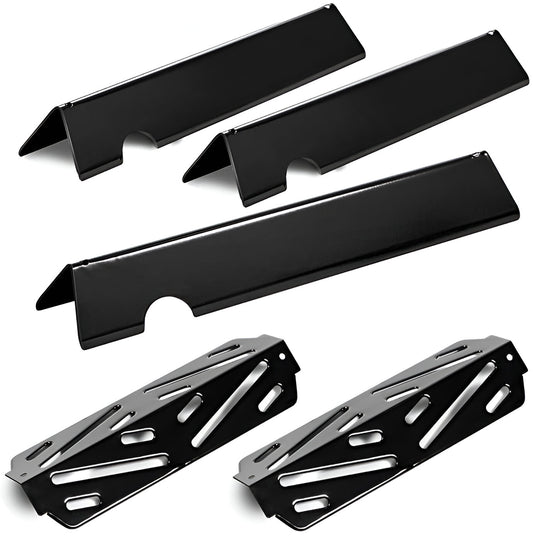 porcelain 3-pack Flavorizer bars and 2-pack heat deflectors set replacing Weber 66794 and 66039 for Genesis II 200 series gas grills.
