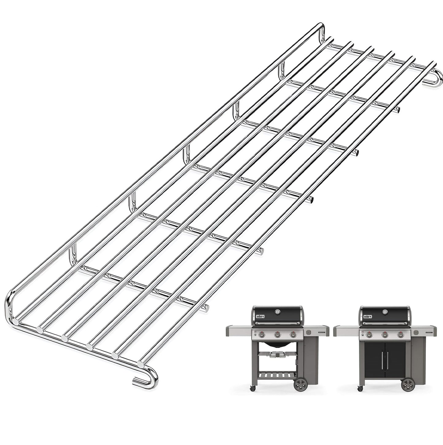 Stainless steel warming rack replacing Weber 66044 for Genesis II 300 & LX 300 series gas grills