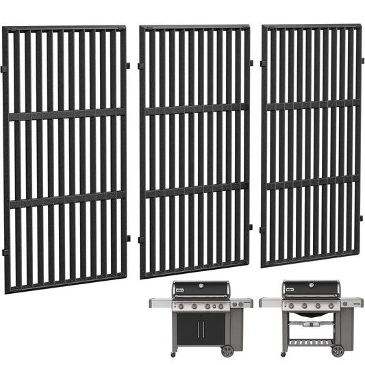 Enameled cast iron grill grates replacing Weber 66089 for Genesis 400 & Genesis II 400 grills 3-pack.