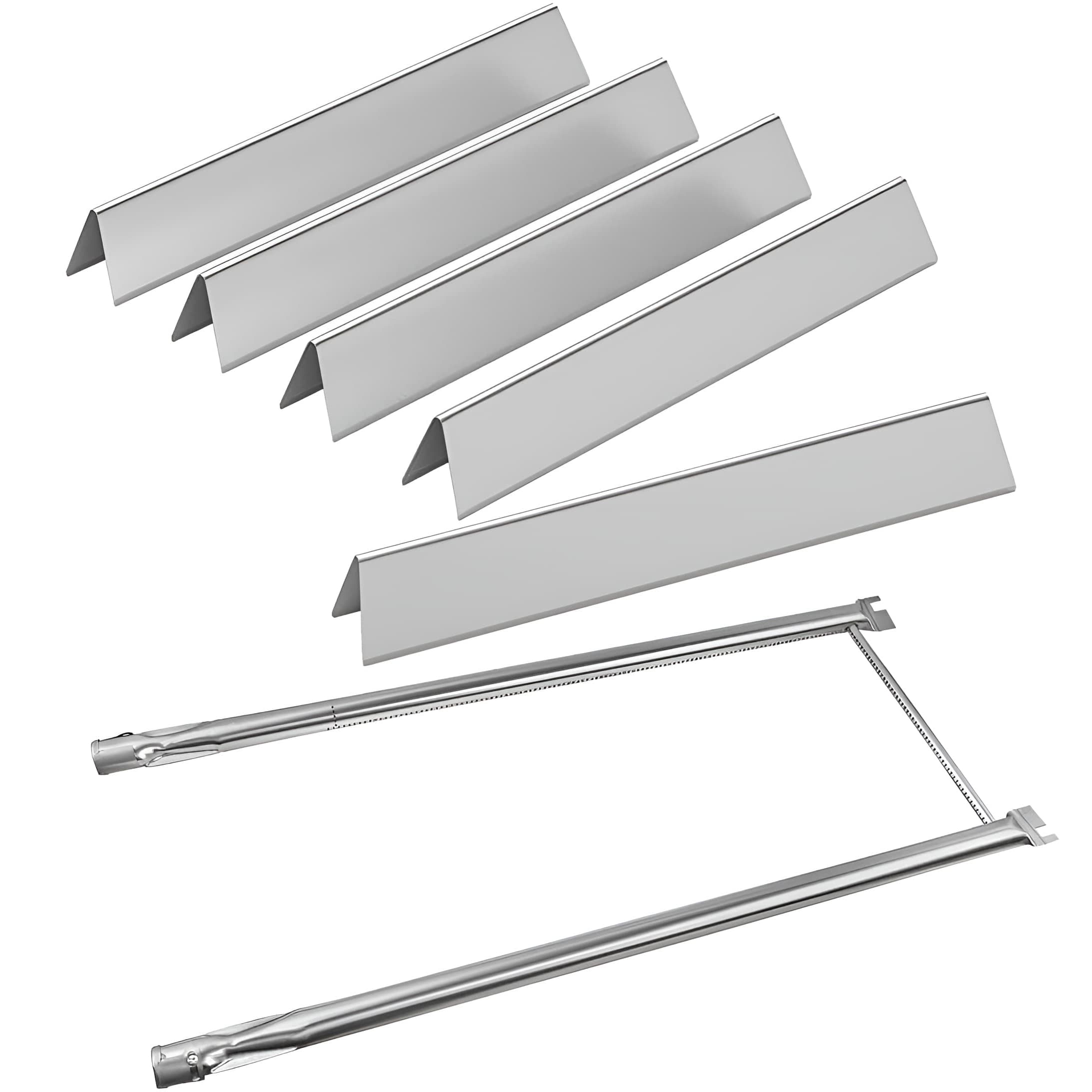 Stailnless steel 5-pack Flavorizer bars and 2-pack burner set replacing Weber 7535/7507 for Spirit 200 & Genesis Silver A side-control gas grills.