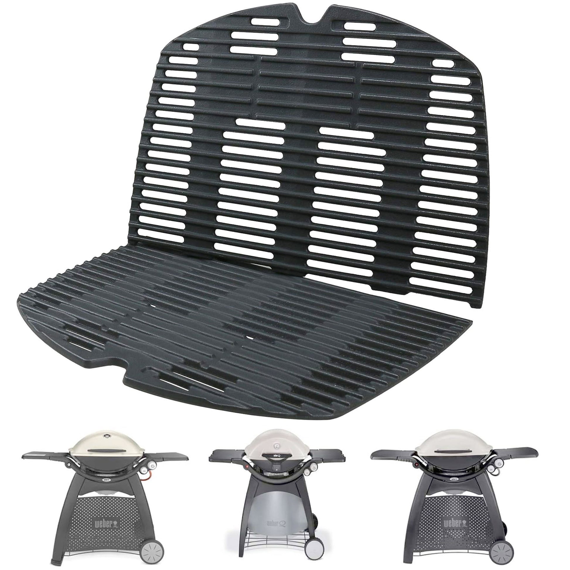 Cast iron grill grates set replacing Weber 7646 for Q300, Q320, Q3000, and Q3200 series gas grills 2-pack.