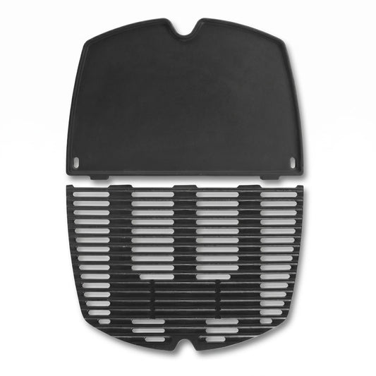 Cast iron cooking grate and griddle plate combo set replacing Weber 7646 for Q300 and Q3000 series gas grills.