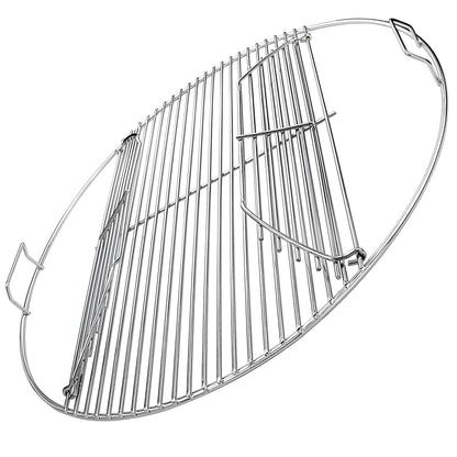 54.6 cm stainless steel hinged round cooking grate replacing Weber 7436 for 57 cm kettle grills.