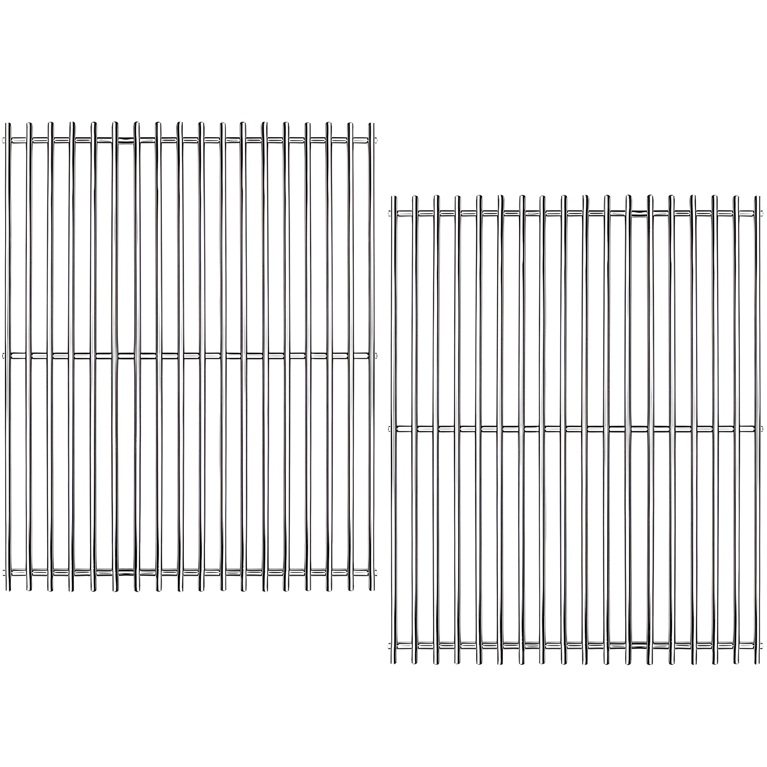 Stainless steel grill grates set replacing Weber 7521 & 7522 for side-control Spirit 200 & Silver A grills 2-pack.
