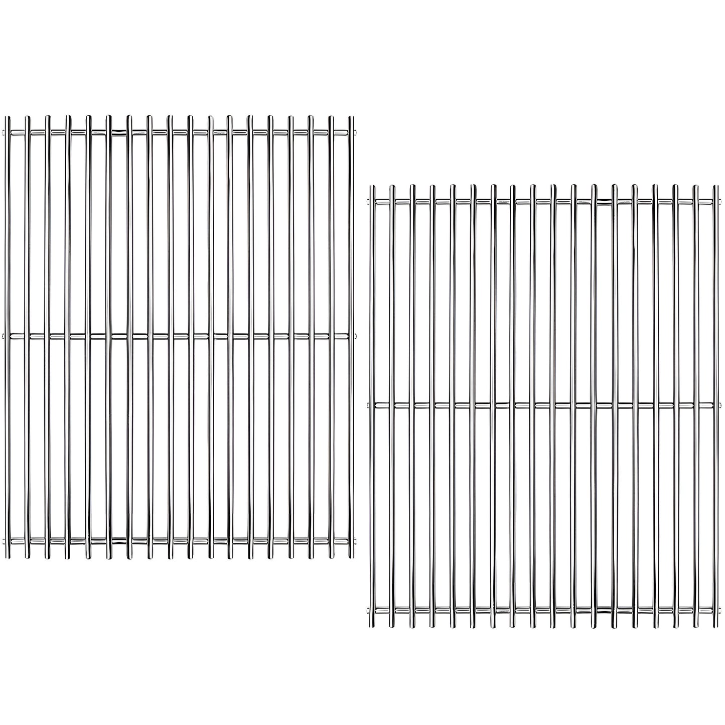 Stainless steel grill grates set replacing Weber 7521 & 7522 for side-control Spirit 200 & Silver A grills 2-pack.