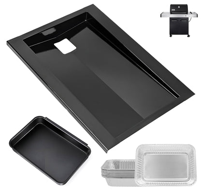 Grease drip tray and cup kit with 10 liners replacing Weber 91354 for side-control Spirit 300 series (310, 320) grills