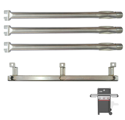 3-pack stainless steel burners with crossover channel for Weber Spirit 300 series grills replacing 4551203 4551213.