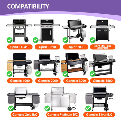 7638 Cast iron Grill Grates for Weber Spirit 300 Series (E-310/E-320/S-310/S-320), Spirit 700, Silver/Gold/Platinum B & C, Genesis 1000-5000 Gas Grills, 44.5 cm x 30.2 cm each