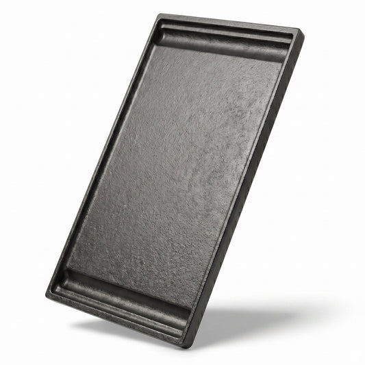 Cast iron flat griddle plate 44.5x25.8 cm replacing Weber 7637 grate for Spirit 200 & Spirit 300 series gas grills.