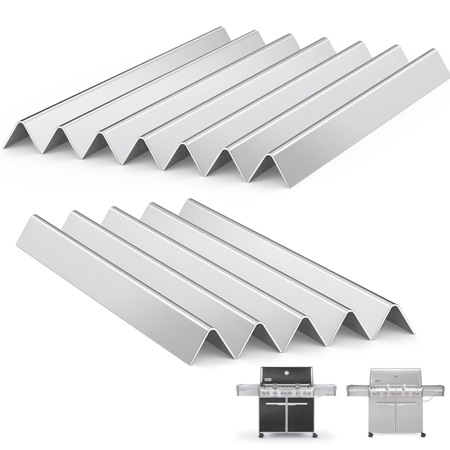 Set of 12 stainless steel flavorizer bars replacing Weber 67670 for Summit 600 series grills (E-670, S-670, S-640).