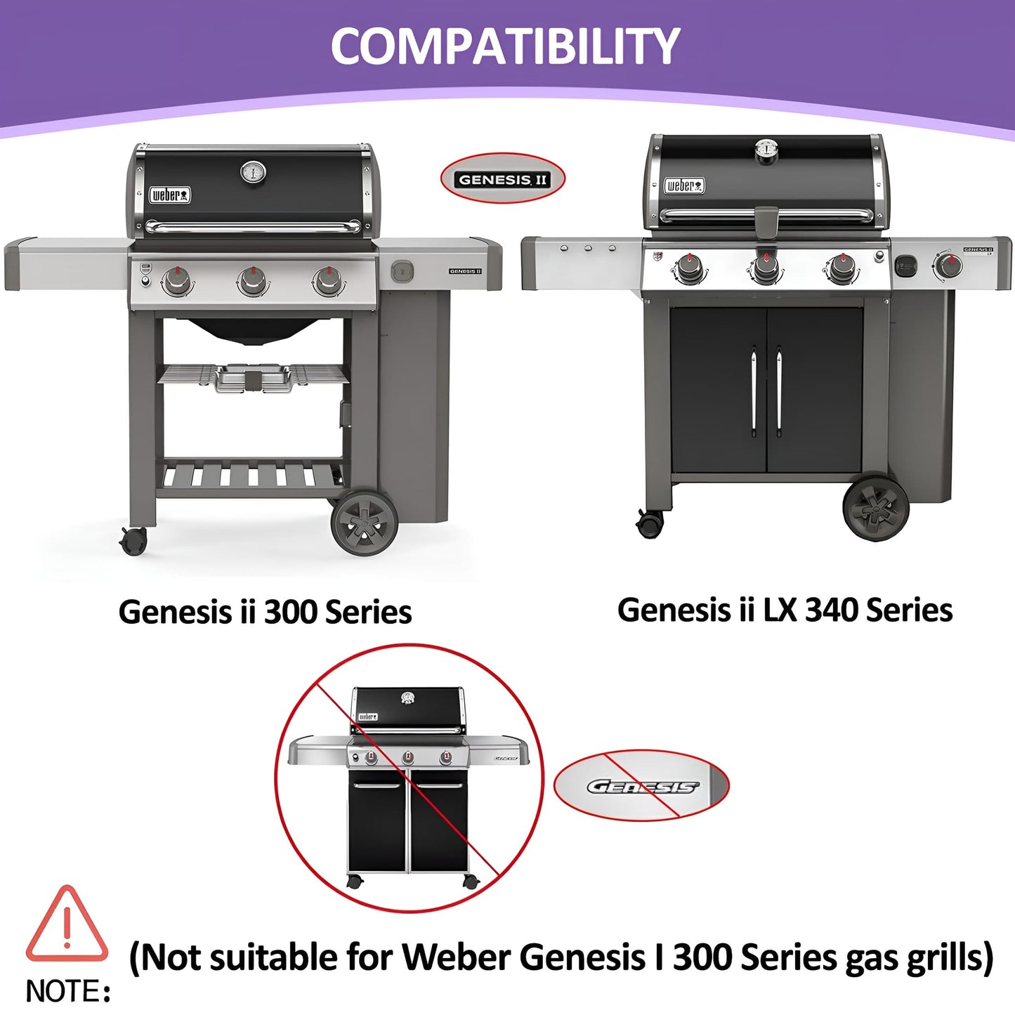 Déflecteur de Chaleur 66040 pour Weber Genesis II 300 / LX 300 - Genesis II E-310/E-315/S-335 Pièces de Barbecue, Acier Émaillé