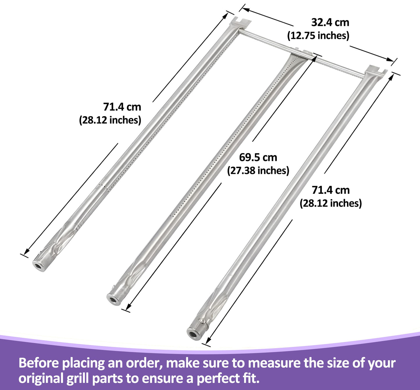 7508 Burner Replacement for Weber Spirit E-310/E-320, 700, 900 and Genesis Silver Gold Platinum B/C Gas Grills, 71.4 cm