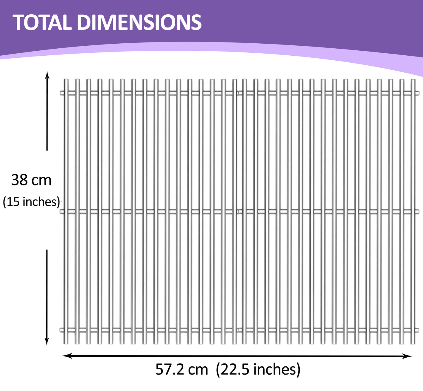 Weber 7522, 38cm Grill Grate Replacement for Spirit 200 Series (E-200, E-210, S-200, S-210), Genesis Silver A, 38cm X 28.6 cm each, (Side-Mounted Controls), Stainless Steel