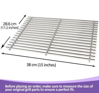 Weber 7522, 38cm Grill Grate Replacement for Spirit 200 Series (E-200, E-210, S-200, S-210), Genesis Silver A, 38cm X 28.6 cm each, (Side-Mounted Controls), Stainless Steel