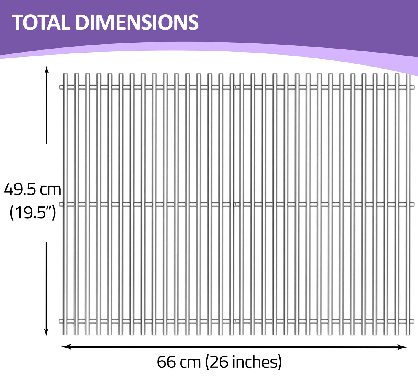 7528, 49.5 cm Replacement Grill Grates for Weber Genesis 300 Series Gas Grills (E-310/E-320/S-310/S-320), 49.5 cm x 33 cm each, Stainless Steel